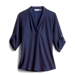 Calvin Klein V Neck Navy Blouse